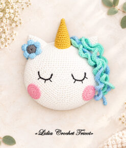 Tutoriel PDF Coussin licorne Boutique Lidia Crochet Tricot