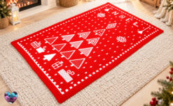 Photo tutorial Tapis de Noël crocheté rouge et blanc Boutique Lidia Crochet Tricot