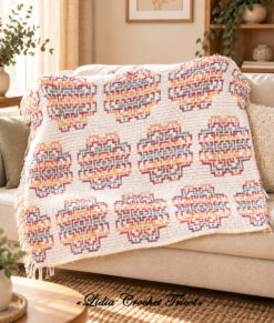 Tutoriel PDF Plaid Fleurs Printemps mosaic Boutique Lidia Crochet Tricot